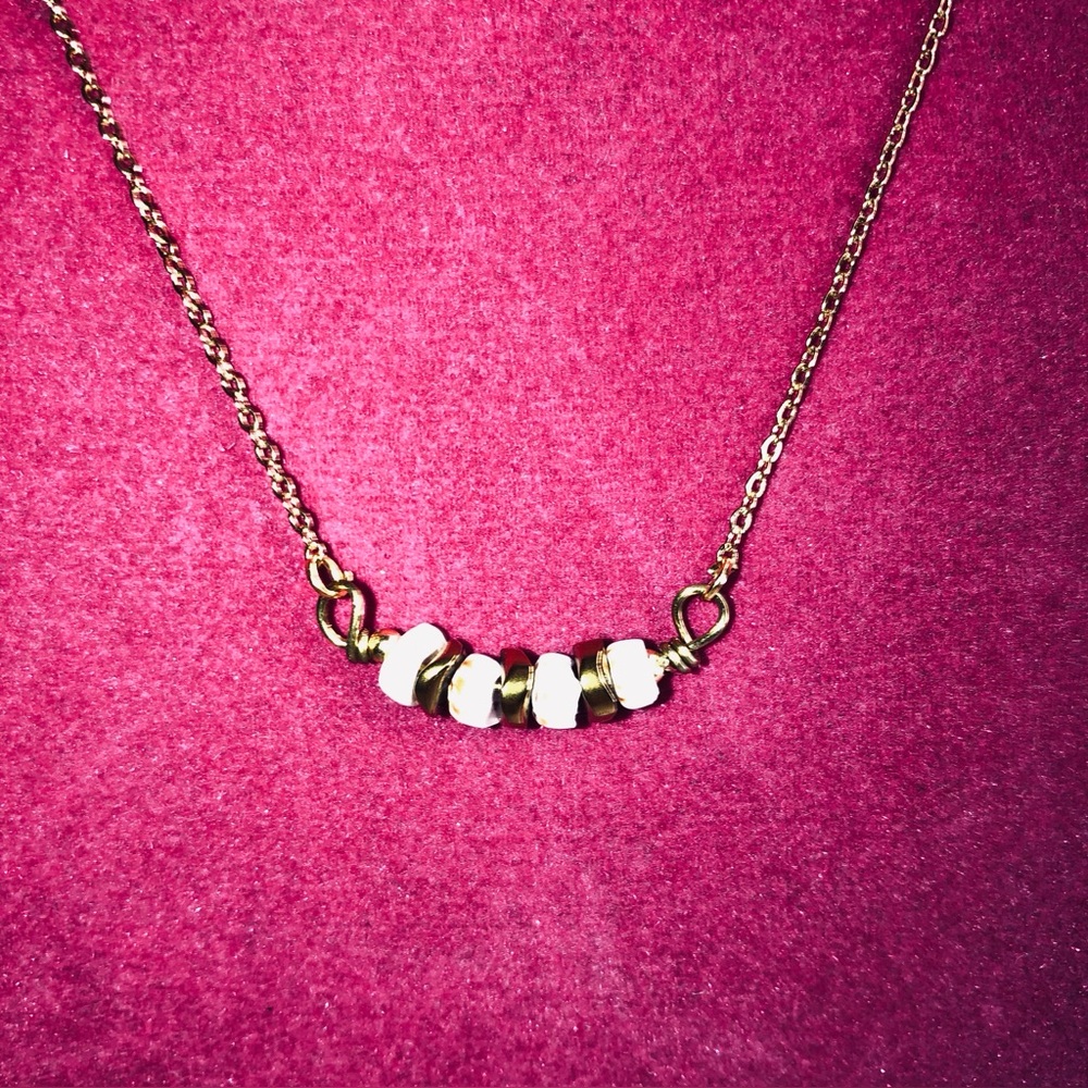 Puka Shell Necklace - 21”, White & Tiger Round Seashell on Stainless Steel Chain